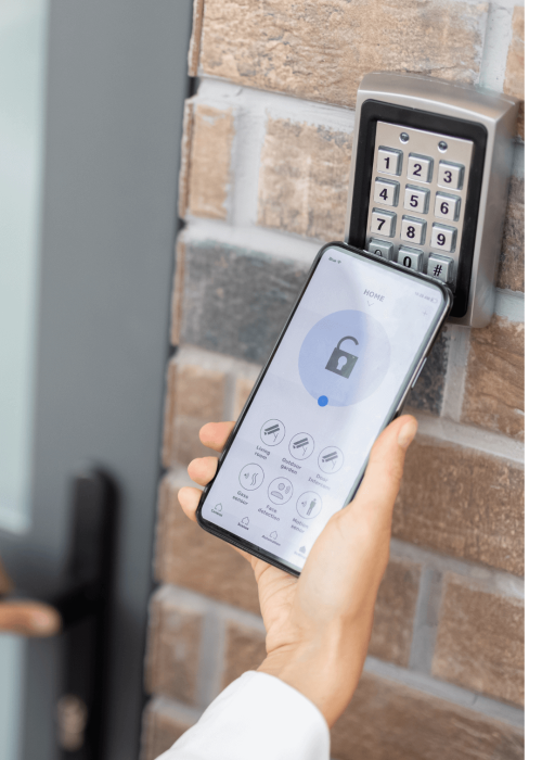 Holding A phone to electronic Door - Residential Electronic Locks